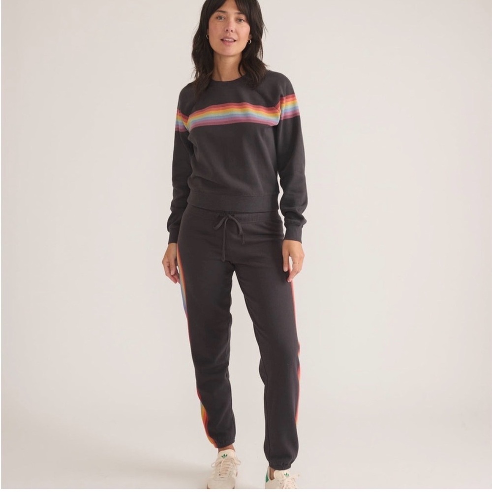 Marine Layer Rainbow Stripe Sweatshirt + Jogger Set — Size Large